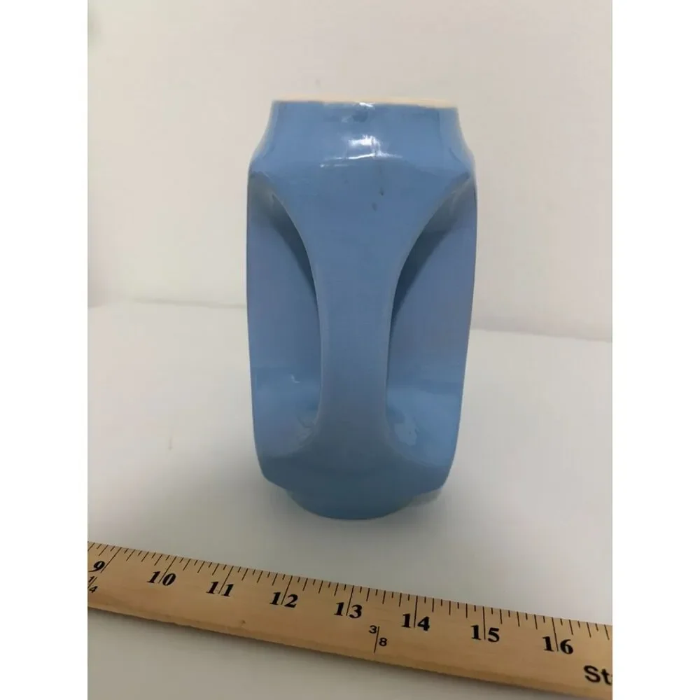 Harker Pottery Cameoware Vintage MCM Pitcher Retro Blue White